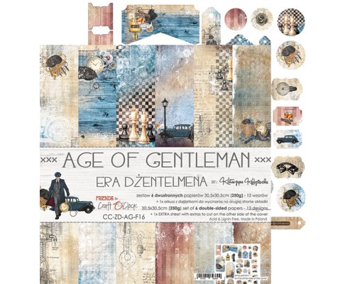 Набор бумаги "Age of Gentleman" 30,5 х 30,5 см., 6 листов, Craft O'Clock