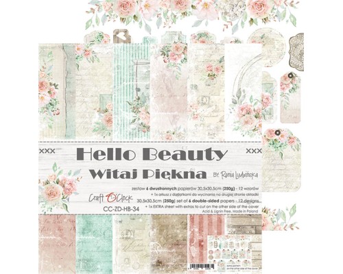 Набор бумаги "Hello Beauty" 30,5 х 30,5 см., 6 листов, Craft O'Clock