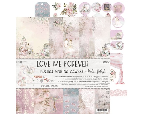 Набор бумаги "Love Me Forever" 30,5 х 30,5 см., 6 листов, Craft O'Clock