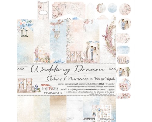 Набор бумаги "Wedding Dream" 30,5 х 30,5 см., 6 листов, Craft O'Clock