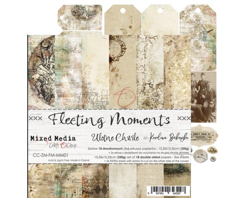 Набор бумаги "Fleeting Moments" 20,3 х 20,3 см., 5 листов, 1/3 набора, Craft O'Clock