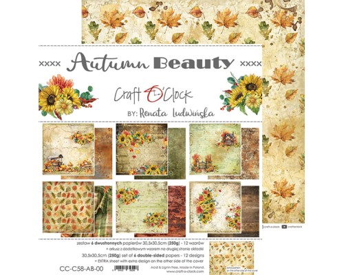Набор бумаги "Autumn Beauty" 30,5*30,5 см., 6 листов, Craft O'Clock