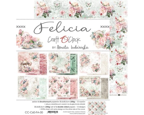 Набор бумаги "Felicia" 30,5*30,5 см., 6 листов, Craft O'Clock