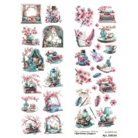 Лист с картинками 10*30 см "Цветение сакуры", ScrapMania