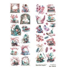 Лист с картинками 10*30 см "Цветение сакуры", ScrapMania