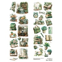 Лист с картинками 10*30 см "Библиотека", ScrapMania