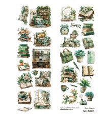 Лист с картинками 10*30 см "Библиотека", ScrapMania
