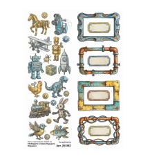Лист с картинками 10*30 см "Кибердети в стране будущего. Игрушки", ScrapMania
