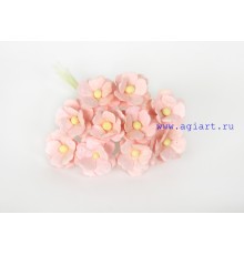 Цветы вишни средние "Розово-персиковые светлые", 10 шт