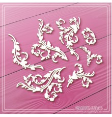 Набор чипборда "Ажурные завитки с листьями и ягодами остролиста (падуба)", 7 эл., СкрапМагия