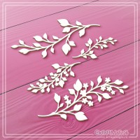 Набор чипборда "Веточки с листьями и цветами", 4 эл., СкрапМагия