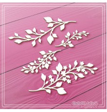 Набор чипборда "Веточки с листьями и цветами", 4 эл., СкрапМагия