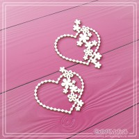 Набор чипборда "Сердечки из бусинок с цветами", 2 эл., СкрапМагия