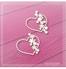 Набор чипборда "Сердечки из бусинок с цветами", 2 эл., СкрапМагия