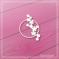 Чипборд "Круглая рама из бусинок с цветами", СкрапМагия