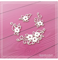 Набор чипборда "Цветы с завитками", 4 эл., СкрапМагия