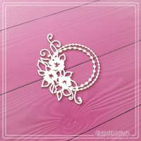Чипборд "Круглая рамка из бусинок с цветами", СкрапМагия
