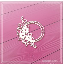 Чипборд "Круглая рамка из бусинок с цветами", СкрапМагия