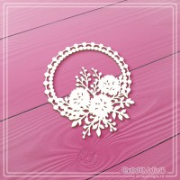 Чипборд "Круглая ажурная рамка с цветами", СкрапМагия