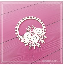 Чипборд "Круглая ажурная рамка с цветами", СкрапМагия