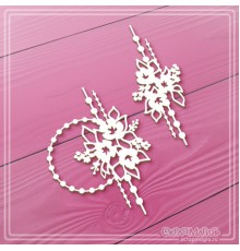 Набор чипборда "Декоративные элементы с подвесками и букетами цветов", 2 эл., СкрапМагия