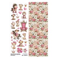 Лист с картинками 10*30 см "Маленькая королева. Питомцы", ScrapMania