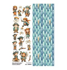 Лист с картинками 10*30 см "Маленький пират. Смелые ребята", ScrapMania