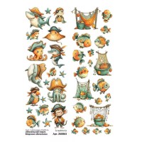 Лист с картинками 10*30 см "Маленький пират. Морские обитатели", ScrapMania
