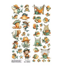 Лист с картинками 10*30 см "Маленький пират. Морские обитатели", ScrapMania
