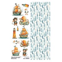 Лист с картинками 10*30 см "Маленький пират. Обезьянка", ScrapMania