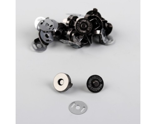 Магнитная застежка (кнопки) "Темное серебро", d14 мм., 1 набор