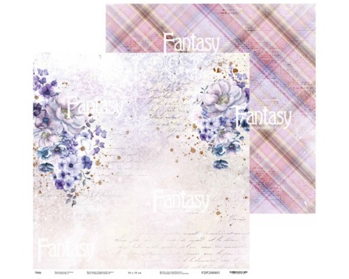 Лист двусторонней бумаги, коллекции "Сиреневый туман" 30,5*30,5 см, Fantasy