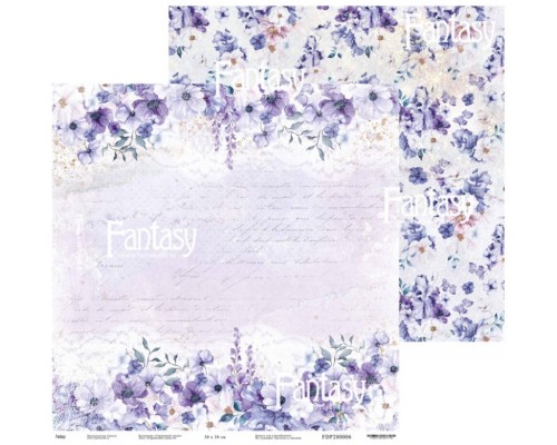 Лист двусторонней бумаги, коллекции "Сиреневый туман" 30,5*30,5 см, Fantasy