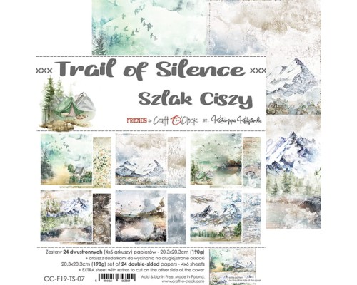 Набор бумаги "Trail of Silence" 20,3 х 20,3 см., 6 листов, 1/4 набора, Craft O'Clock