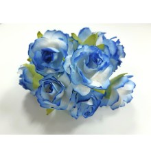 Кудрявые розы 3см - Голубые двухтоновые, 5 шт.