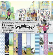   Набор бумаги 20х20 см "Ну, погоди!", 12 листов, ScrapMania