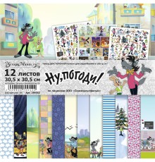   Набор бумаги 30,5х30,5 см "Ну, погоди!", 12 листов, ScrapMania