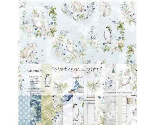 Набор бумаги "Northern Lights" 11 листов 30*30см., Summer Studio
