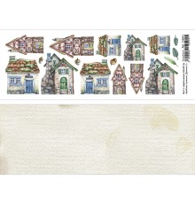 Лист с картинками 10х30 см "Грибное лукошко. Домики 2", ScrapMania