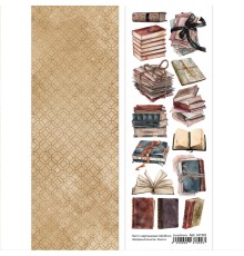 Лист с картинками 10х30 см "Багряный винтаж. Книги", ScrapMania