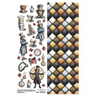 Лист с картинками 10*30 см "Алиса и Чеширский кот. Шляпник", ScrapMania