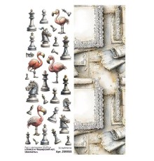 Лист с картинками 10*30 см "Алиса и Чеширский кот. Шахматы", ScrapMania