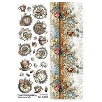 Лист с картинками 10*30 см "Алиса и Чеширский кот. Время пить чай", ScrapMania