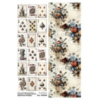 Лист с картинками 10*30 см "Алиса и Чеширский кот. Карточная колода", ScrapMania