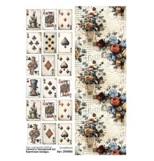 Лист с картинками 10*30 см "Алиса и Чеширский кот. Карточная колода", ScrapMania