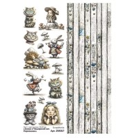 Лист с картинками 10*30 см "Алиса и Чеширский кот. Персонажи", ScrapMania