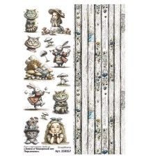 Лист с картинками 10*30 см "Алиса и Чеширский кот. Персонажи", ScrapMania