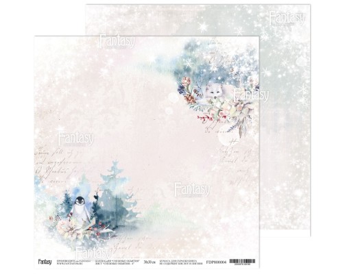 Лист двусторонней бумаги, коллекции "Снежные объятия-4" 30*30 см, Fantasy