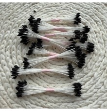 Тычинки "Черные" каплевидные на белой нити, 1 пучок