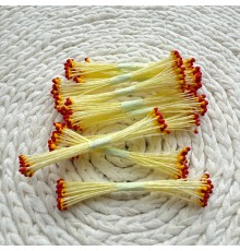 Тычинки "Желто-красные", круглые, на желтой нити, 1 пучок